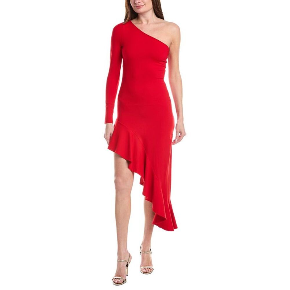 Susana Monaco Womens  One Arm Ruffle Dress, Red